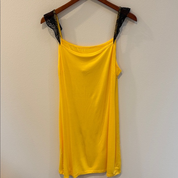 ROMWE Other - Yellow Slip Dress with Black Lace Straps lingerie